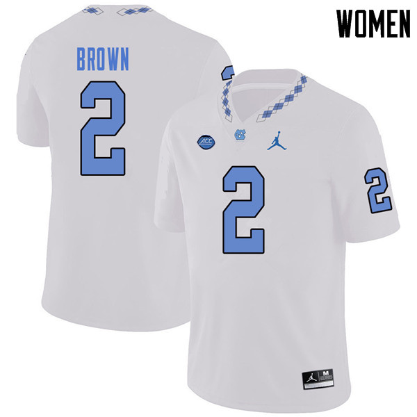 Jordan Brand Women #2 Jordon Brown North Carolina Tar Heels College Football Jerseys Sale-White